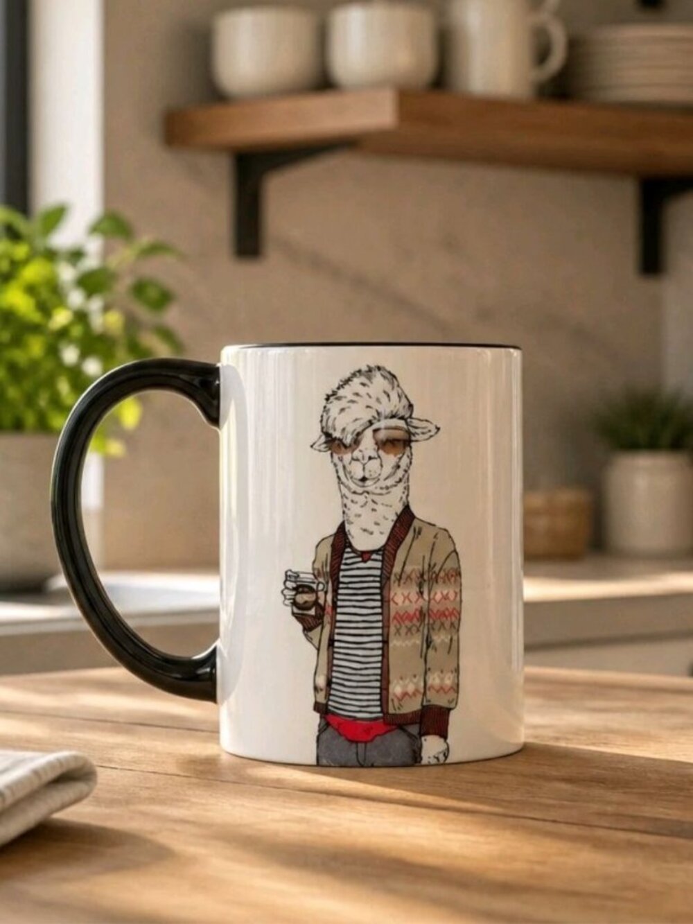 Signature Housewares Hipster Llama 16oz Stoneware Mug